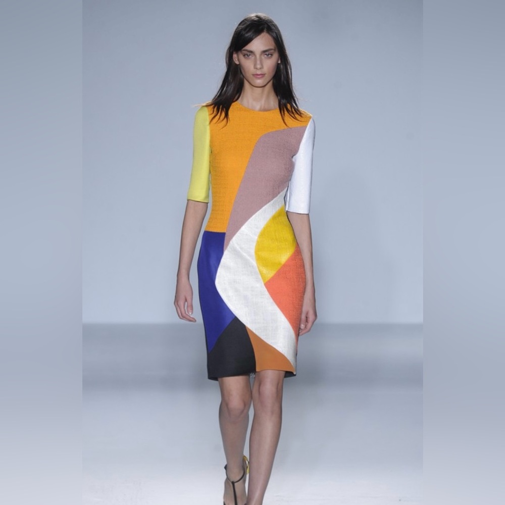 Roksanda Ilincic Size 10 Color Block Sheath Dress - Multi Color